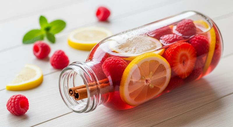 Ahududu Cilek Limon Detoks Suyu Sise Yakin Plan