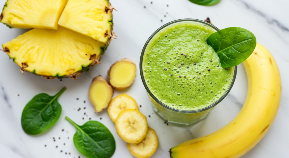 Ananaslı detoks içeceği tarifi yağ yakıcı smoothie ıspanak zencefil muz bağışıklık güçlendirici kilo verdiren
