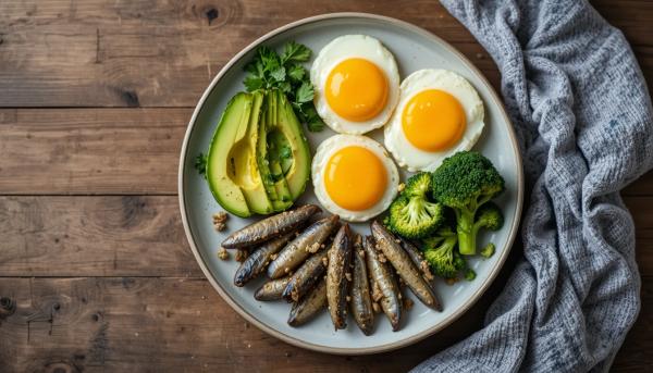 testosteron dengesini destekleyen yumurta, avokado, brokoli ve sardalya içeren andropoz dostu beslenme taba??