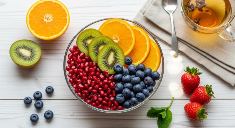 Bagisiklik Guclendiren Meyveler Portakal Kivi Nar Yaban Mersini Cilek Bokeh Gorsel