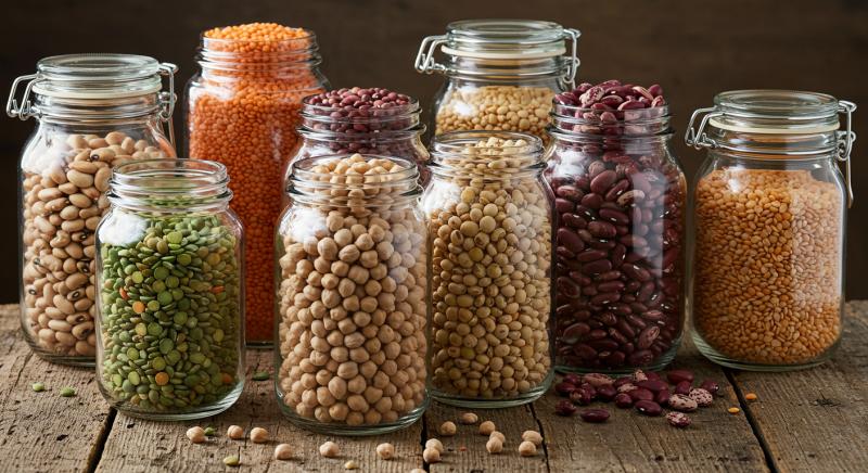 Bakliyat Cesitleri Mercimek Fasulye Nohut Cam Kavanozlar