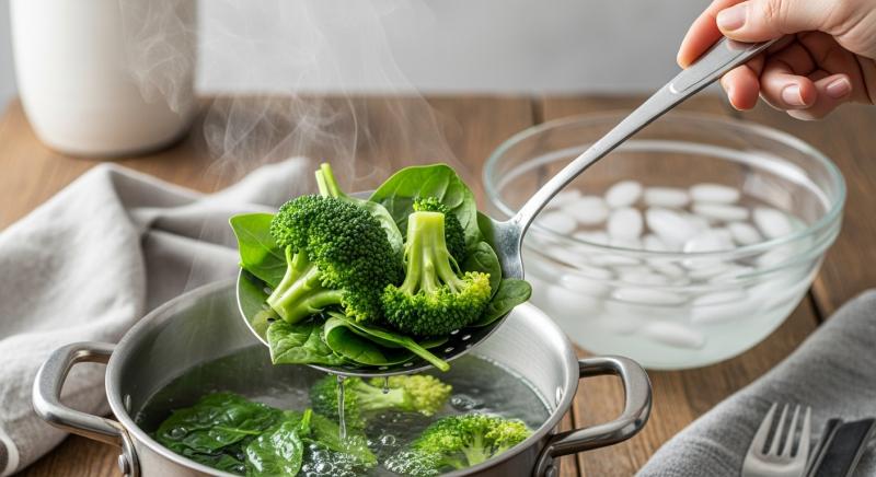 Blanching Brokoli Ispanak Sebze Soklama Kaynar Su