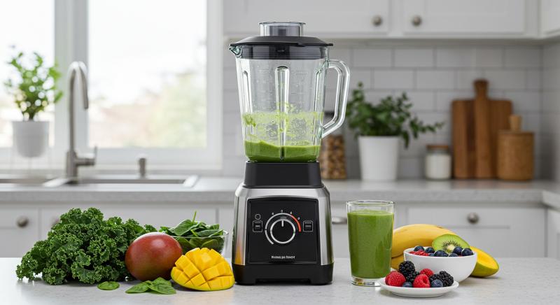 Blender Yesil Smoothie Hazirlanisi Mutfak Tezgahi