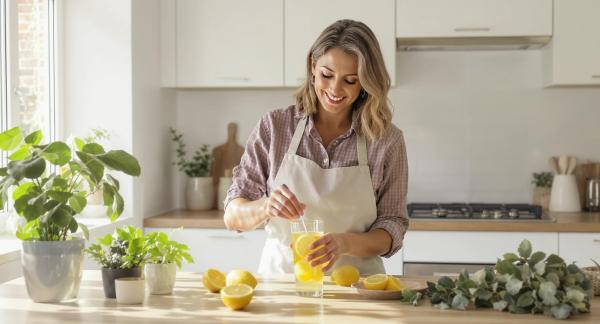 Bobrek Detoksu Limonlu Su Hazirlayan Kadin