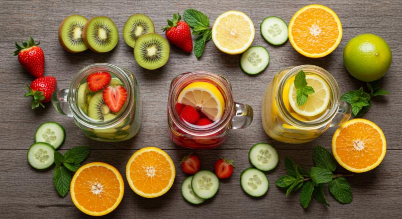 Cam Kavanozlarda Farkli Detoks Sulari