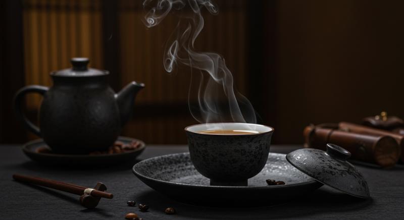 Cin Cay Fincan Taş Tabla Buharlı SıCak Icecek