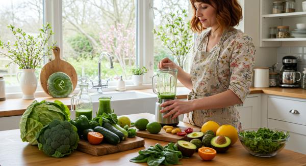 Bahar detoksu Smoothie Hazirlayan Kadin