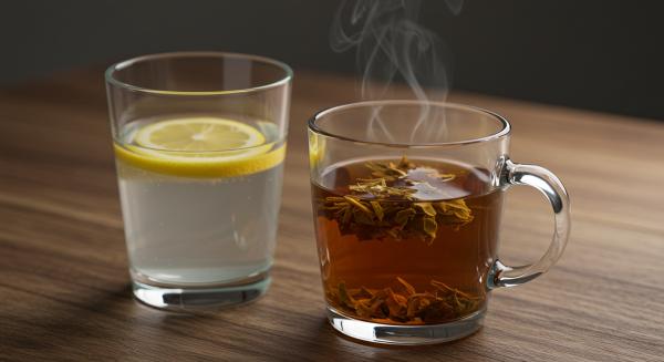 Dogal Detoks Cayi Ve Limonlu Su Masada