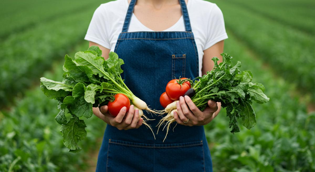 Glifosat detoksu ile tarım kimyasallarından korunma konsepti, organik sebzelerle sağlıklı yaşam temalı doğal ışıkta profesyonel fotoğraf