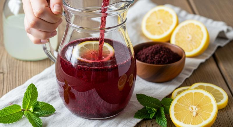 Evde Sumak Suyu Hazirlama Cam Surahi Kurutulmus Sumak