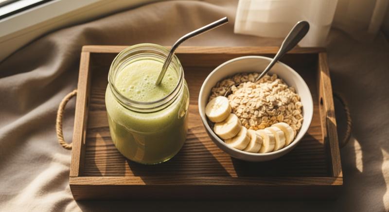 Kahvalti Yerine Armutlu Smoothie Ve Yulafli Sunum