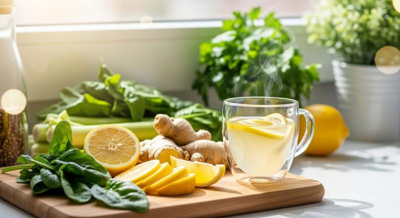 Karaciger Temizleyen Icecek Limon Zencefil Yesil Detoks Besinler Bokeh Gorsel