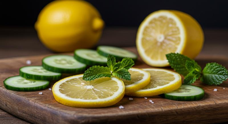 Limon Salatalik Nane Ahsap Tabla Soft Focus