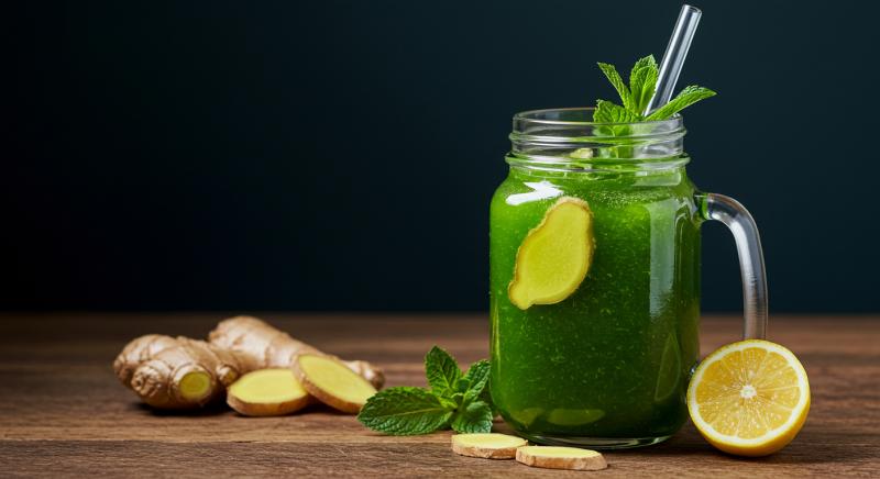 Mason Kavanoz Katli Yesil Detoks Zencefil Limon