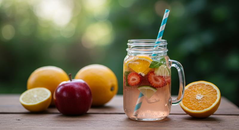 Mason Kavanoz Meyve Detoks Icecek Pipet Bulanik