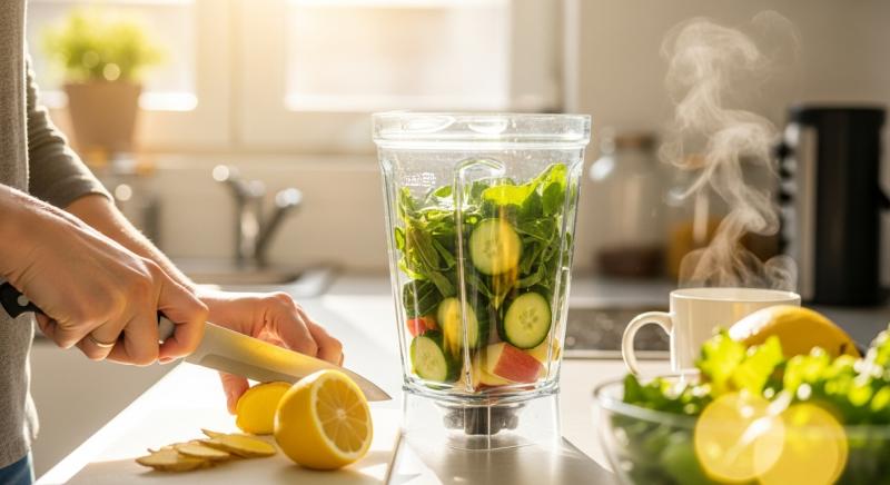 Metabolizma Hizlandirici Icecek Limon Zencefil Yesil Sebze Mutfak Bokeh Gorsel