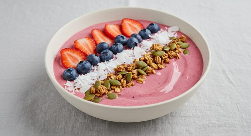 Pembe Smoothie Bowl Meyveler Tohumlar Kahvalti