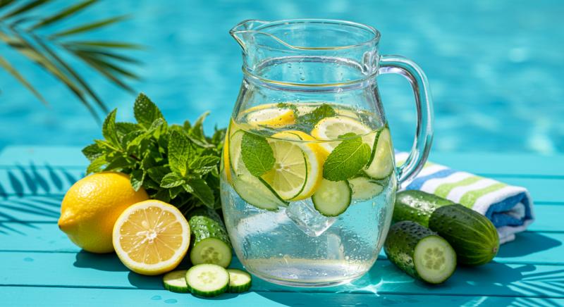 Salatalik Limon Nane Detoks Suyu Yaz Icecegi