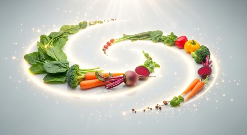 Sebzelerle Enerji Ve Dogal Ritmi Simgeliyen Canli Gorsel