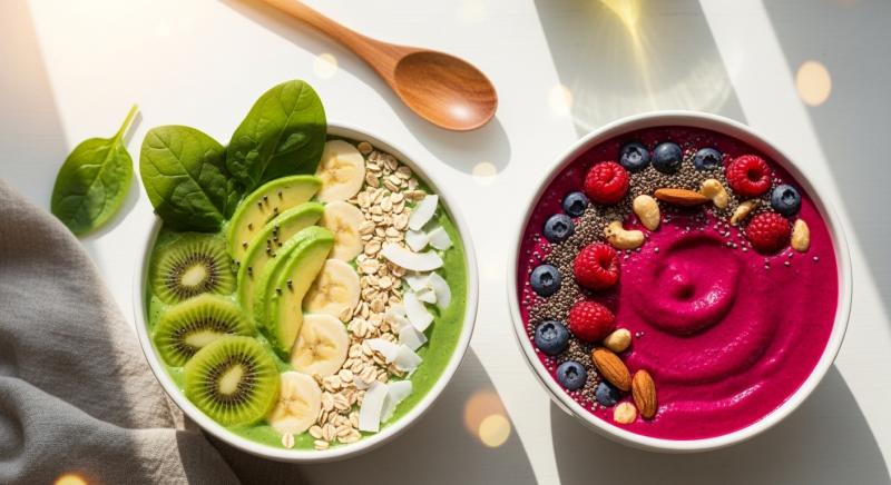 Smoothie Bowl Enerji Kahvaltisi Yesil Pancar Kivi Yulaf Bokeh Gorsel