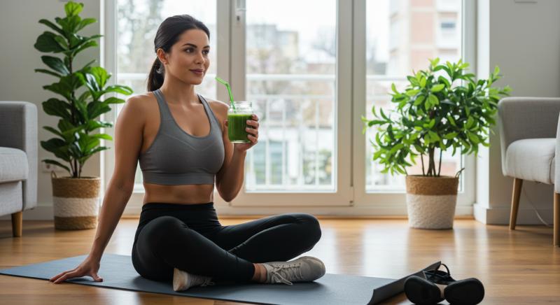Spor Giysili Kadin Smoothie Icerken Yoga Mati