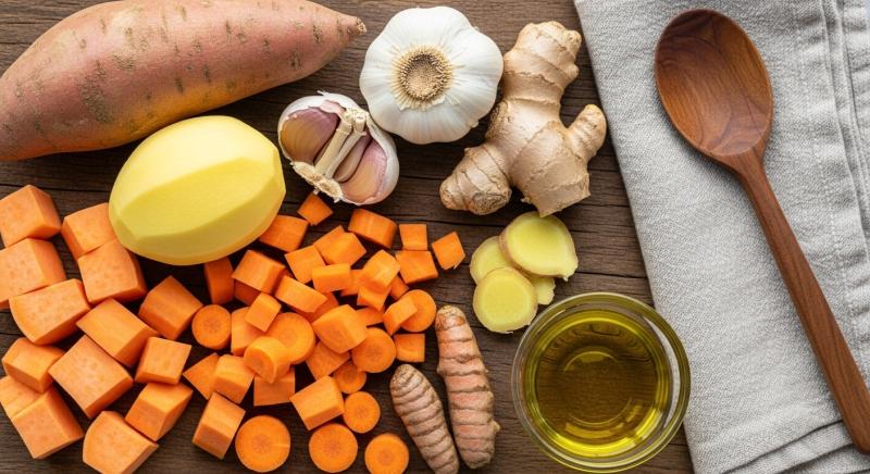 Tatli Patates Zencefil Havuc Corba Malzemeleri