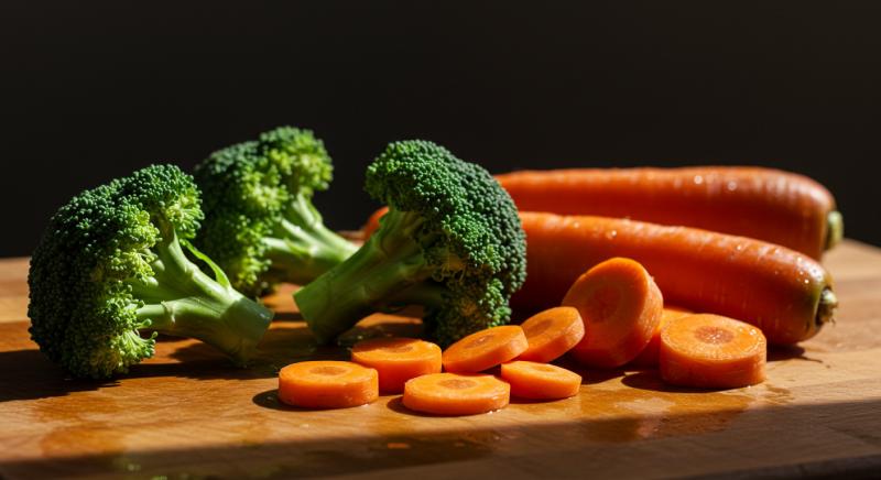 Taze Brokoli Havuc Dogal Ahsap Zemin Uzerinde