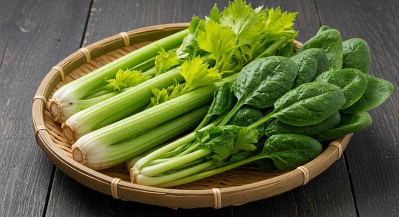 Taze Yesil Yaprakli Sebzeler Kereviz Ispanak Maydanoz