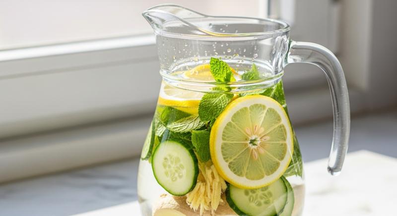 Yag Yakan Detoks Suyu Limon Salatalik Nane Zencefil Sabah Isigi Bokeh Gorsel