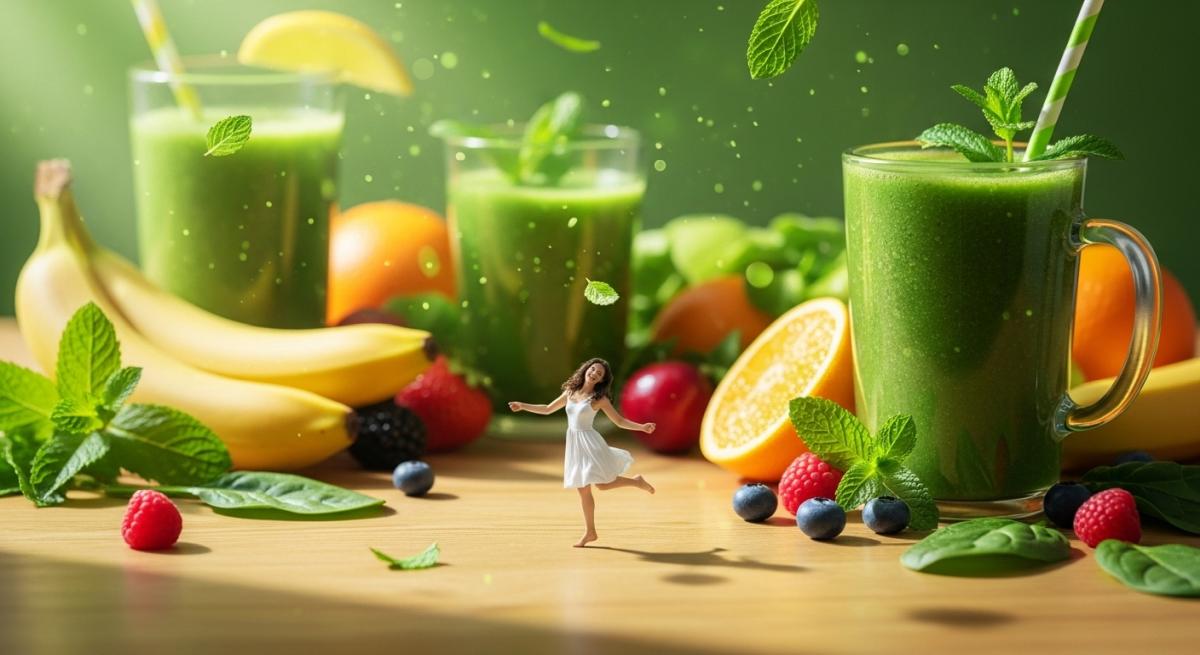 Yesillikler Arasinda Dans Eden Minyatur Kadinla Enerjik Detoks Gorseli