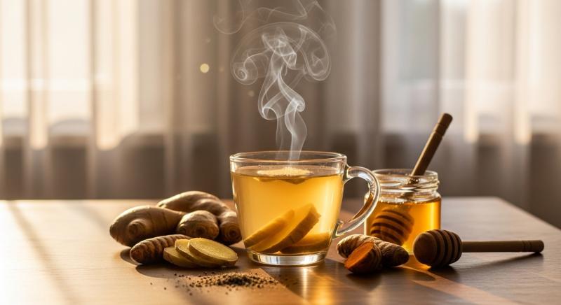 Zencefil Zerdacal Cayi Sicak Dogal Isik Sakin Atmosfer Gorsel