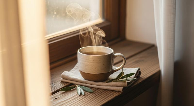 Zeytin Yapragi Cayi Gun Dogumu Cam Onu Sunum