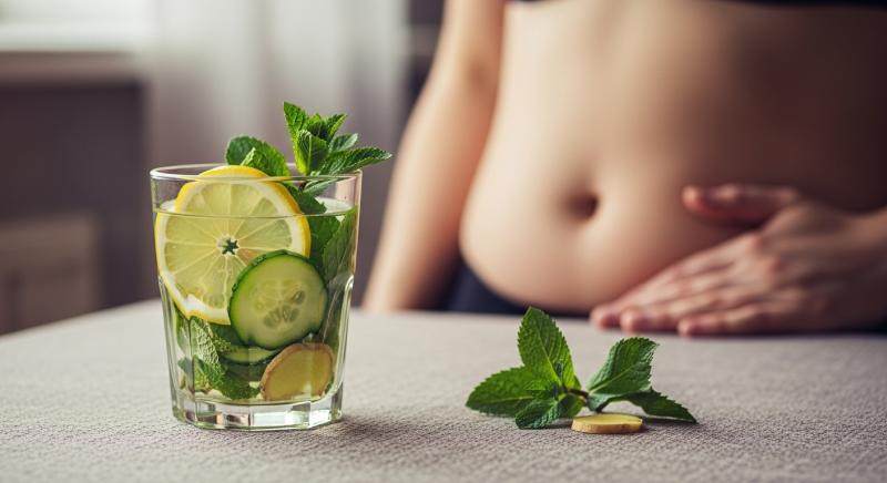 bitkisel detoks icecegi ve siser gobek silueti