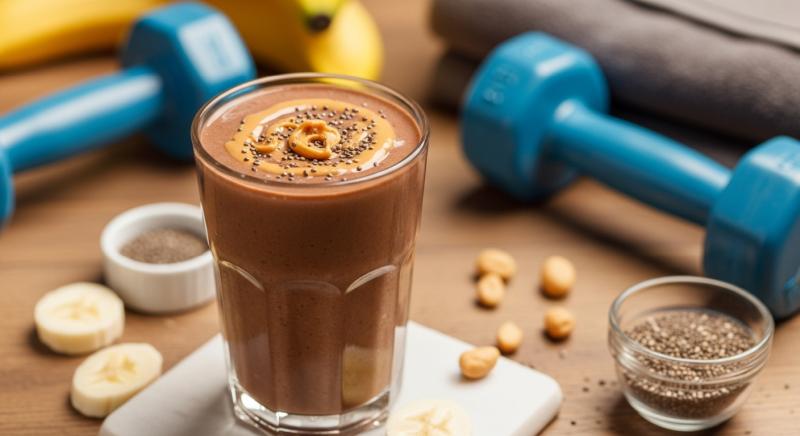 fistik ezmeli proteinli muzlu smoothie