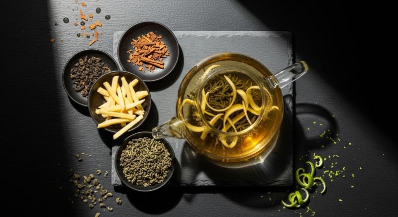 geometrik yesilcay zencefil kompozisyonu