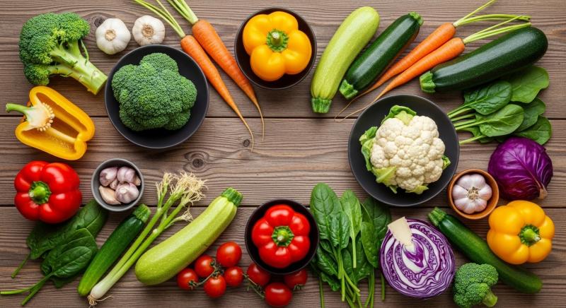 lifli sebzelerden olusan rengarenk sofra