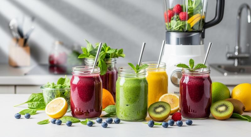 renkli detoks smoothie enerjik karisimlar