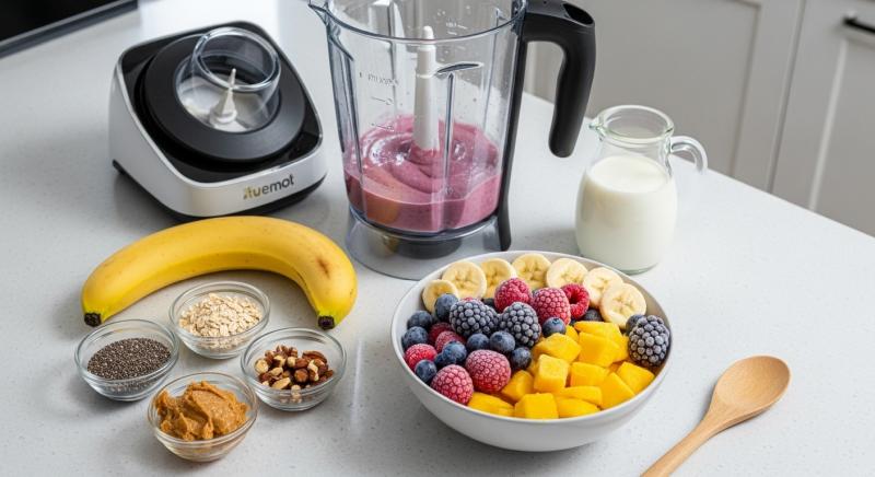 smoothie bowl hazirlama gercekci sahne