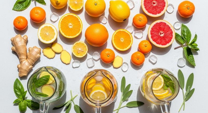 Zencefil Narenciye Otlu Icecek Kompozisyonu