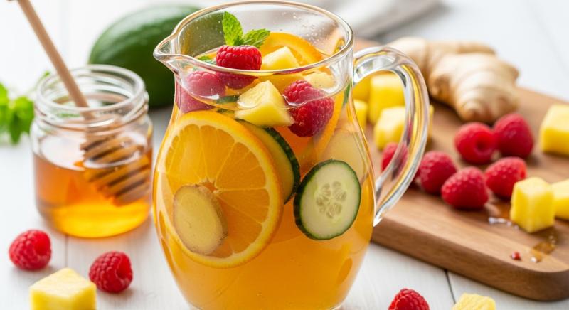 Zencefilli Tatli Detoks Icecegi Ahududu Ananas Bal