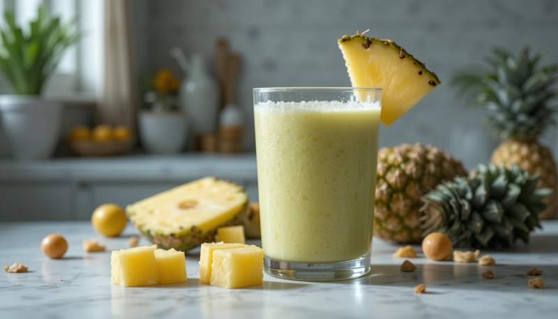 ananasli smoothie de dengeli tat ve olculu kullanimla hafif icecek gorseli