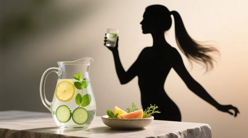 detoks suyu kadin silueti hareketli ponytail