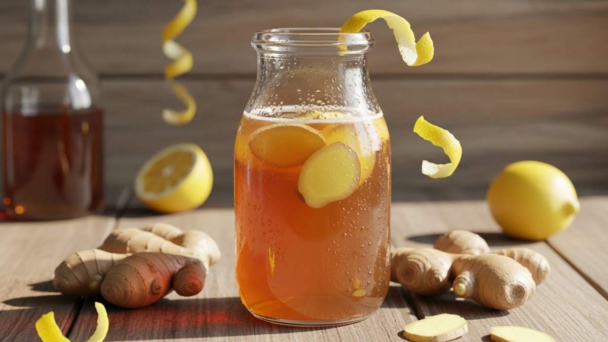 Ev Yapımı Switchel Zencefilli Fermente Ferahlatıcı İçecek