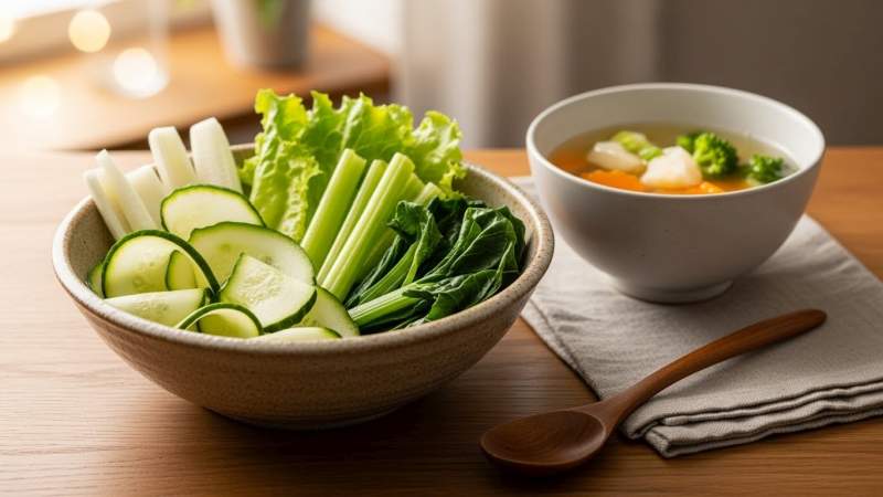 hafif ogle ogunu su orani yuksek sebzeler editorial