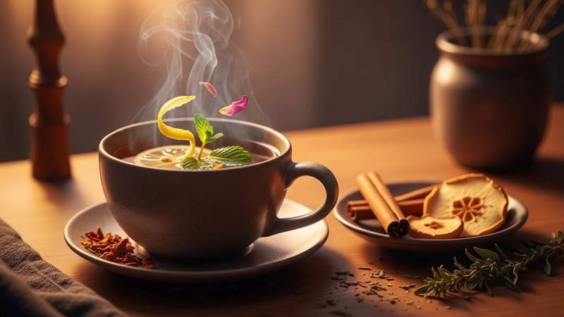 ilinmis bitki cayi aksam sicak huzur