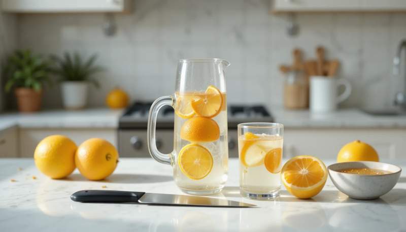 kisa surede evde hazirlanan esnek malzemeli detoks icecegi rutini gorseli