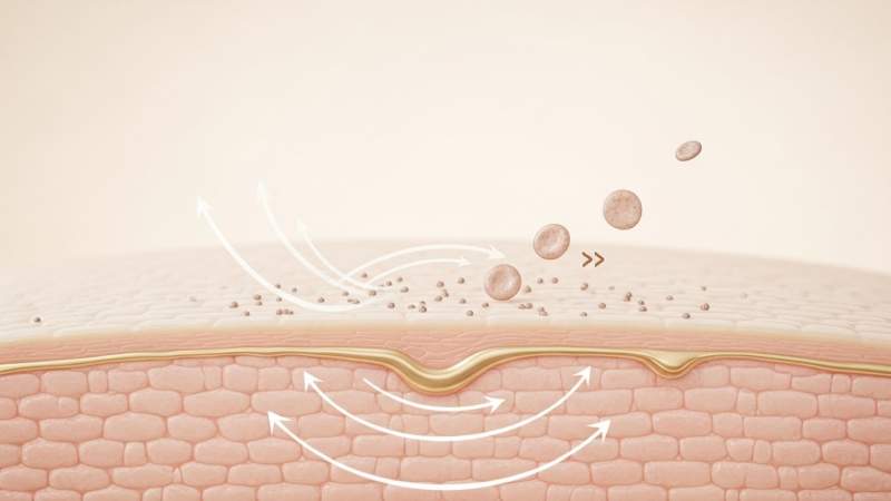 nazik peeling ile cilt yuzeyindeki olu hucrelerin tahris etmeden uzaklastirilmasini anlatan gorsel