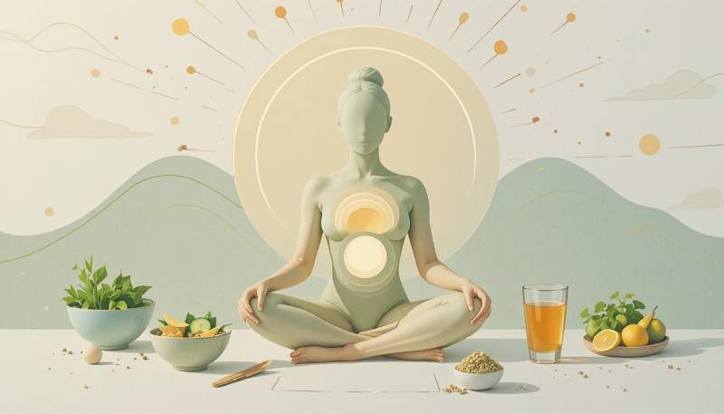 sade beslenme enerji ritmi hafif detoks siluet sahne