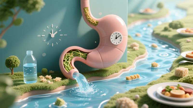 su tuketimi ve ogun zamanlamasinin bagirsak sagligi ve lif sindirimine etkisini anlatan gorsel
