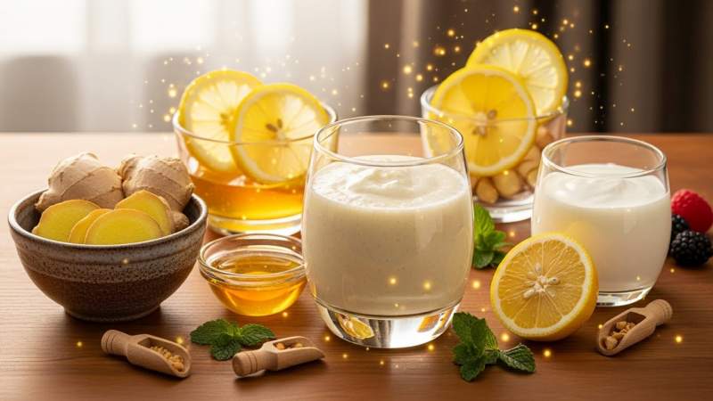 zencefil limon balikarism yogurtlu smoothie editorial